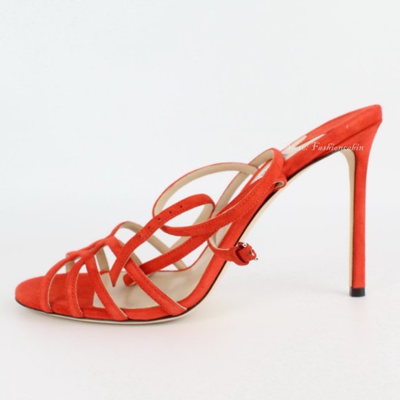 NEW JIMMY CHOO Cutout Suede Sandals - Picture 4 of 16